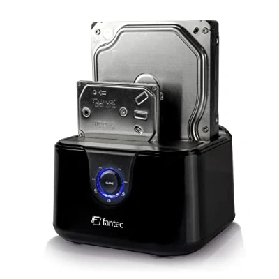Afbeelding van FANTEC DS X2U3 glans. De Gloss Kloon &amp; Docking Station is geschikt voor 2X 6,35cm (2,5&quot;) en/of 2x8,89cm (3.5&quot;) SATA I/II/III harde schijven en SSDs., 2494, zwart