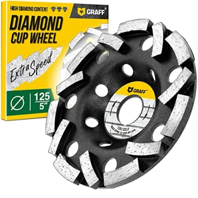 Afbeelding van GRAFF Diamant Slijpschijf Extra Speed 125 x 22,2 mm Diamantkomschijf voor Beton, Natuursteen, Gips, Metselwerk