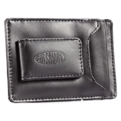 Afbeelding van Big Skinny Lederen magnetische geldclip voor heren, slanke portemonnee, geschikt maximaal 12 kaarten, zwart