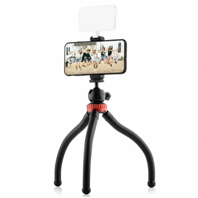 Afbeelding van MOJOGEAR Mini Octopus mobiele telefoonstatief, flexibel reisstatief met premium smartphonehouder, compact statief houder voor iPhone, Android smartphone en DSLR camera