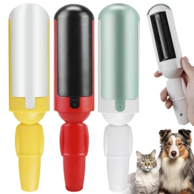Afbeelding van Dierenhaarverwijderaar, pluisroller, pluisborstel voor dierenharen, kattenhaarverwijderaar, pluisverwijderaar, herbruikbaar, hondenharen, kattenharen, kleding, bank, auto, bed, tapijt, krabboom,