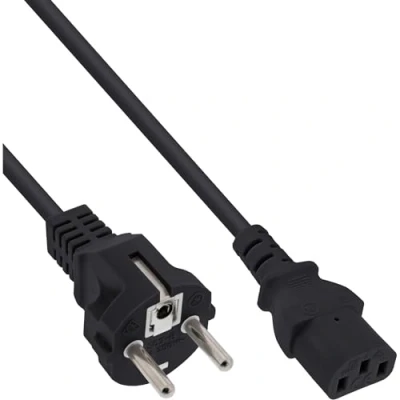 Afbeelding van Inline, geaarde contactdoos recht op inbouwstekker C13 netkabel (1,8 m) zwart