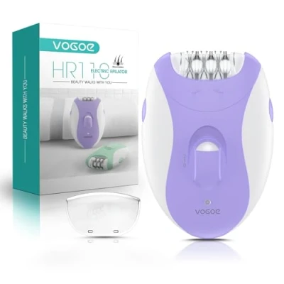 Afbeelding van VOGOE epilator voor vrouwen met 21 pincetten en LED verlichting, 2 snelheden draadloos ontharingsapparaat, elektrische ontharing oplaadbaar armen benen HR110 (paars)