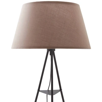 Afbeelding van ELC vloerlamp 1licht staal, stof H: 150 cm E27 bruin, zwart