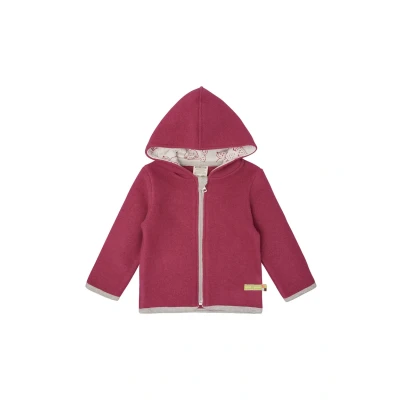 Afbeelding van loud + proud Meisjes wollen fleece met capuchon, GOTS gecertificeerd fleecejack, rood, 86 92