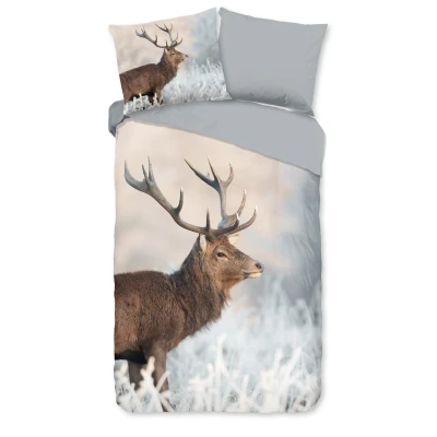 Afbeelding van Good Morning Edelhert Dekbedovertrek Grijs 1 persoons (140 x 200/220 cm)