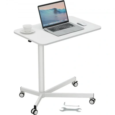 Afbeelding van VEVOR 360 draaibare wielen (2 afsluitbaar) draagbare rollende laptoptafel, computerkar voor thuiskantoor, school, 20 kg laden, PB (spaanplaat), wit, 29 x 18 inch