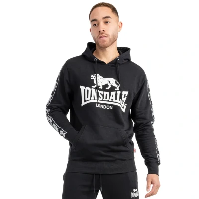 Afbeelding van Lonsdale Normale Passform Scousburgh Hoodie, Heren, Maat: Small, Black white