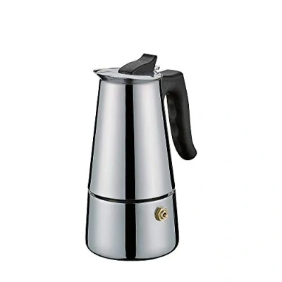 Afbeelding van Cilio Adriana espressomachine, met planbodem, roestvrij staal, geschikt voor alle warmtebronnen, diameter 8,5 cm, hoogte 16,5 vaatwasmachinebestendig, mokka kan, 4 kopjes