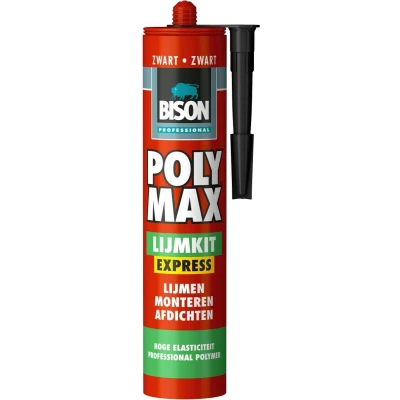 Afbeelding van bison poly max lijmkit express zwart koker 425 gram
