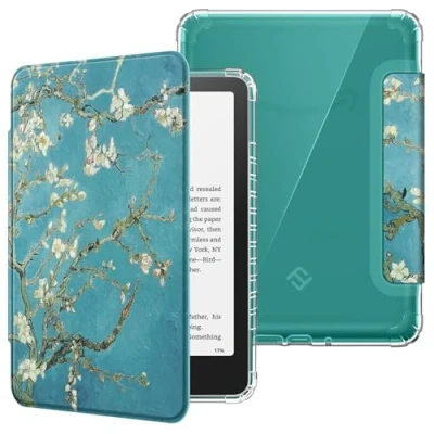 Afbeelding van FINTIE Hoesje voor 7 inch Kindle Paperwhite 2024 (12e generatie) en Colorsoft Signature Edition (1e generatie), transparante zachte TPU beschermhoes slaap /wekfunctie,Amandelbloesem