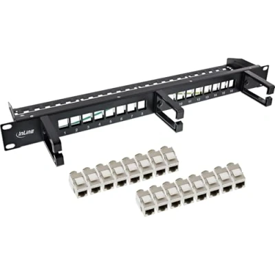 Afbeelding van InLine Patchpaneel Cat.6A 16 voudig, Server accessoires, Zwart