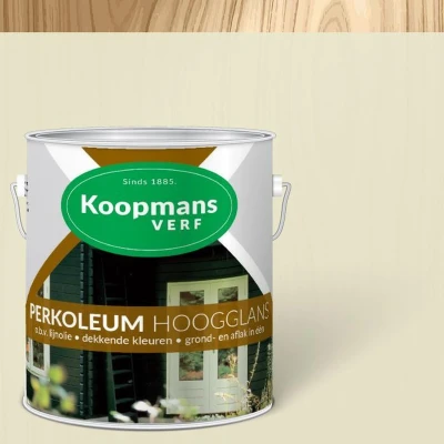 Afbeelding van Koopmans Perkoleum Hoogglans Dekkend Ready Mixed 2,5 ltr crèmewit (RAL 9001) Buitengevel &amp; Tuin
