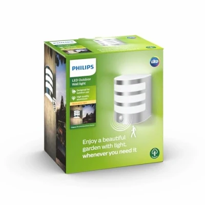 Afbeelding van Philips Calgary buitenwandlamp met sensor roestvrij staal