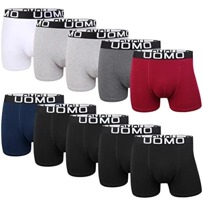 Afbeelding van L&amp;K 1116 set van 10 retro boxershorts voor heren, katoen, zwart, meerkleurig, onderbroek, Meerkleurige E, L