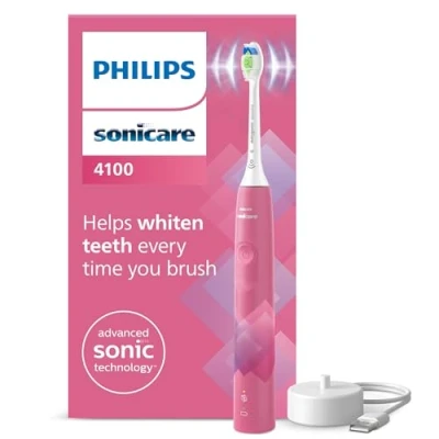 Afbeelding van Philips Sonicare 4100 elektrische tandenborstel, sonische tandenborstel met twee standen, druksensor en timer, Paradise Pink Prismatic, model HX3689/41