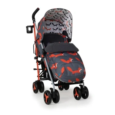Afbeelding van Cosatto Supa 3 Kinderwagen met voetenzak Lichtgewicht wandelwagen vanaf de geboorte tot 25 kg Eenvoudig, compact, parapluvouw, grote winkelmand, handvat (Charcoal Mister Fox)
