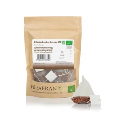 Afbeelding van FRISAFRAN rooibos infusie piramides met Sinaasappel Bio 15 Eenheden 30g Ontspannen Spijsvertering Natuurlijke Unieke smaak Hydraterend Voedzaam