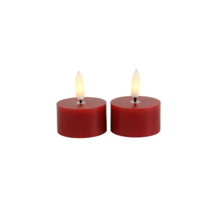 Afbeelding van LED Theelicht dia. 4 cm / Hoogte 5.20 Lyon set van 2 Kleur Rood Rustiek