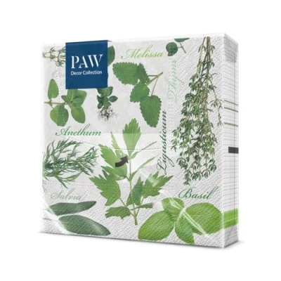 Afbeelding van PAW Papieren Servetten 3 laags (33 x 33 cm) I 20 Stuks Perfect voor Verjaardagen, Feesten, Bruiloften, Communie en Vieringen Tafeldecoratie, Kleurrijke Kruidige Smaak