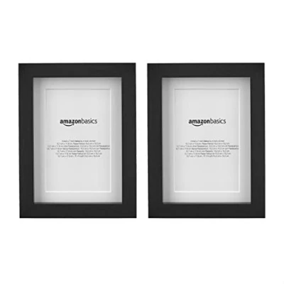 Afbeelding van Amazon Basics Fotolijst, 2 stuks, rechthoekig, met passe partout, 13 x 18 cm, mat tot 10 15 zwart