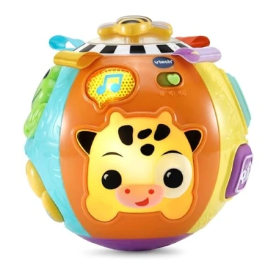 Afbeelding van VTech Lumi dierenbal, sensorische bal, interactief en muzikaal babybal, speelgoedkoe met lichteffecten, motoriek kruipspel, cadeau voor baby&#039;s vanaf 6 maanden inhoud in het Frans