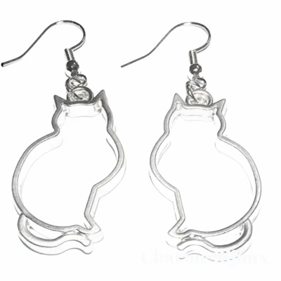 Afbeelding van Lange Oorbellen Poes zilver Charme Bijoux