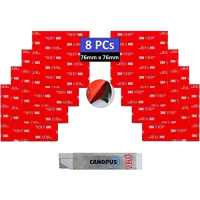 Afbeelding van CANOPUS 3M Dubbelzijdige Zelfklevende Pads, 5952 VHB 8 Stuks Vierkant Pads (76mm x 76mm), Extra Sterk , Montagetape, Ideaal Voor Kentekenplaathouder Auto&#039;s, Binnen en Buitengebruik