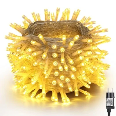 Afbeelding van NEXVIN Kerstboomverlichting Warm Wit, 20M 200 LED Lichtsnoer, Waterdicht Lichtketting, Kerstlichtsnoer, voor binnen en buiten, 8 verlichtingsmodi, Timerfuncties, Decoratie Kerstmis