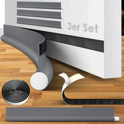 Afbeelding van KESSER® 3 x tochtstoppers, set tot 95 cm, op maat te snijden, geschikt voor alle deuren, wasbaar, geluidsisolatie, deurtochtstopper, dubbelzijdige deurisolatie, bescherming tegen lawaai en tocht