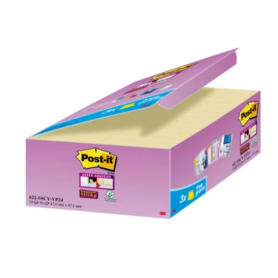 Afbeelding van Post it Super Sticky notes, ft 47,6 x mm, geel, 90 vel, pak van 2
