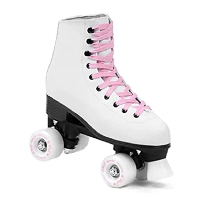 Afbeelding van SMJ sport Dames klassieke retro rolschaatsen ABEC7 kogellagers wit en roze meisjes Classic Roller Skates inlineskates Gr. 35, 36, 37, 38, 39, 40, 41 (37)