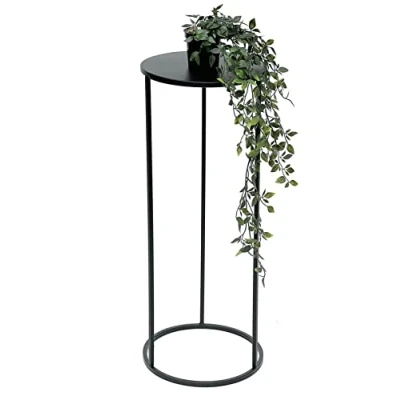 Afbeelding van DanDiBo Bloemenkruk, metaal, zwart, rond, 50 70 cm, bloemenstandaard, bijzettafel, 96316, bloemenzuil, moderne plantenstandaard, plantenkruk (70 cm)