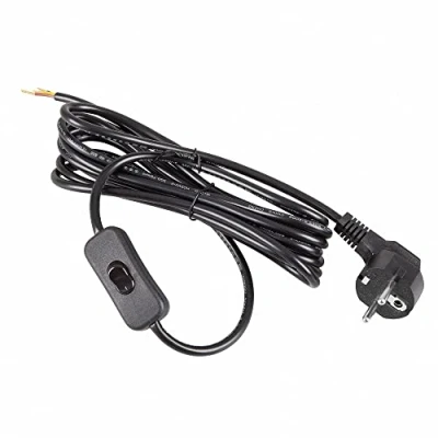 Afbeelding van Mextronic Netsnoer 3 m Schuko geaarde stekker + schakelaar 300SW zwart open einde