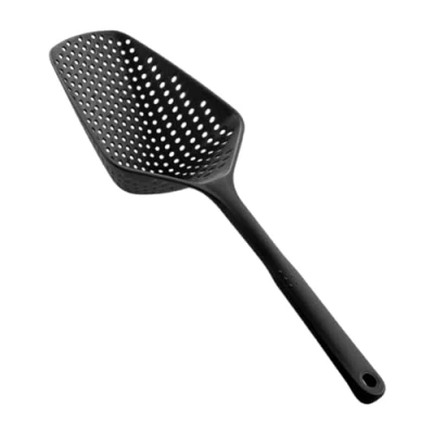 Afbeelding van 1 pastazeef, kunststof zeef, zeef met lange handgreep, gootsteenzeef, pastaafdruiprek, frietlepel, keukenzeeflepel (zwart)