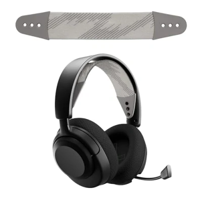Afbeelding van kwmobile vervangende koptelefoonband compatibel met SteelSeries Arctis NOVA 1 / 1X 3 koptelefoon band Nylon zachte hoofdband voor hoofdtelefoon in grijs/wit