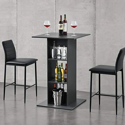 Afbeelding van Bartafel Visby met 3 planken 70x70x110 cm donkergrijs