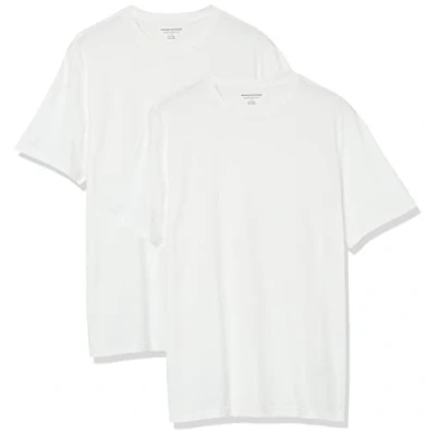 Afbeelding van Amazon Essentials Heren Regular Fit T shirt met korte mouwen en ronde hals, 2 stuks, wit, maat S