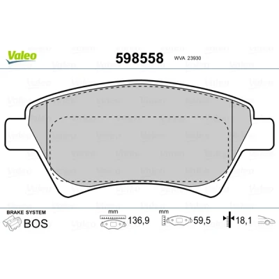 Afbeelding van Valeo Remblokset 598558