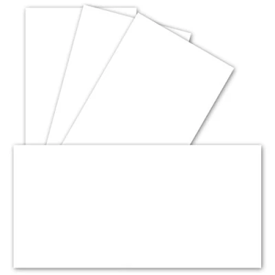 Afbeelding van 75 enkele kaarten DIN lang, 9,9 x 21 cm, 240 g/m², hoogwit, knutselpapier, gekleurd karton, ideaal voor het bedrukken wenskaarten en uitnodigingen