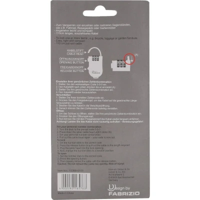Afbeelding van Worldpack Fabrizio Uitschuifbare antidiefstalkabel met combinatieslot