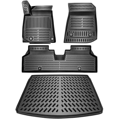 Afbeelding van ELMASLINE 3D rubberen matten &amp; kofferbakmat set voor KIA E NIRO 2022 2024 (bovenste laadvloer) accessoires vloermatten kofferbak