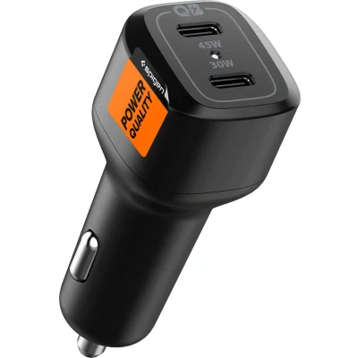 Afbeelding van Spigen PC2200 Power Delivery Duo USB C Autolader 75W Fast Charge Zwart
