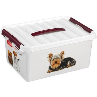 Afbeelding van SUNWARE Q Line Huisdier Decor Box 15 Liter 40 x 30 18cm wit/bordeaux