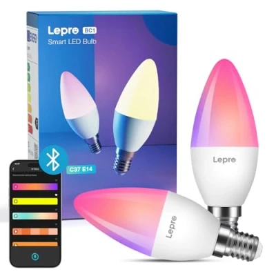 Afbeelding van Lepro AI BC1 smart gloeilamp, E14, ledlamp, 4,9 W, 470 lumen, dimbaar, groot spraakmodel, LLM, kleurverandering met muzieksynchronisatie/ingebouwde spraakherkenning, bluetooth, onmiddellijke