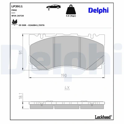 Afbeelding van Remblokkenset, schijfrem DELPHI LP3911