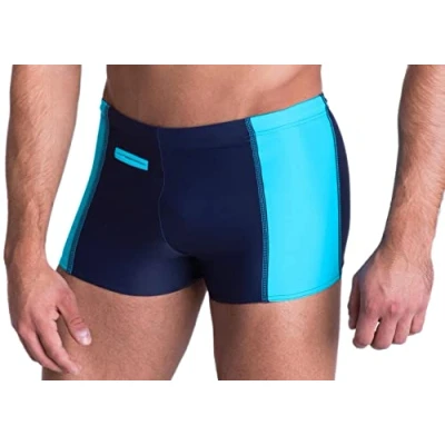 Afbeelding van Aquarti Heren Zwembroek met Zakje Rits Zwemboxer, Donkerblauw/blauw, XL