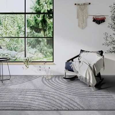 Afbeelding van Elle Decor ation Pigment Hoogpolig tapijt, modern woonkamertapijt, shaggy, patroon, wollig, zacht, boho tapijt voor woonkamer, slaapkamer, lichtgrijs, 120 x 170 cm