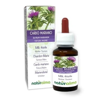 Afbeelding van Mariadistel (silybum marianum) vruchten Alcoholvrije moedertinctuur Naturalma Vloeibaar extract druppels 60 ml Voedingssupplement Veganistisch