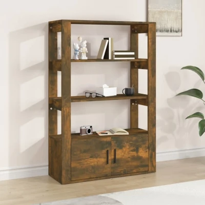 Afbeelding van Dressoir 80x30x119,5 cm bewerkt hout gerookt eikenkleurig